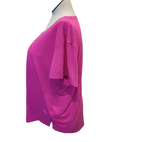 The Gap Women's Size XXL V-Neck Linen Blend Tee Shirt Solid Pink Summer Casual - Picture 2 of 7